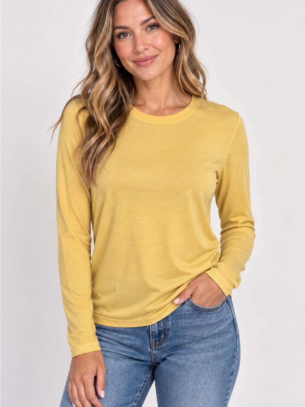 Patagonia Capilene Yellow Striped Long Sleeve Base Layer Top, Size Small